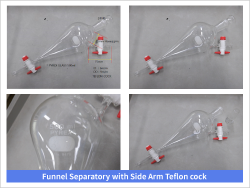 Funnel Separatory with Side Arm Teflon cock
